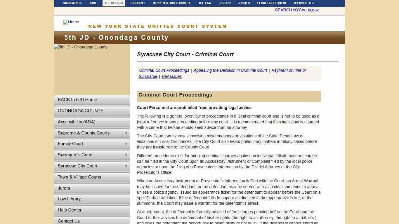 Syracuse City Court - Criminal Court | NYCOURTS.GOV